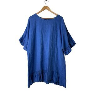 Piazza Del Tempio Made In Italy 100% Linen Dress M Ruffle Coastal Swim Cover Up
